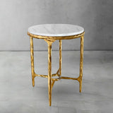 Hand Forged Metal Round Marble Side Table 18" 22"