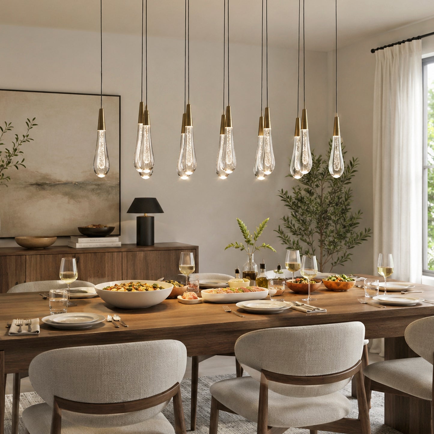 Soltaire Glass Linear Chandelier