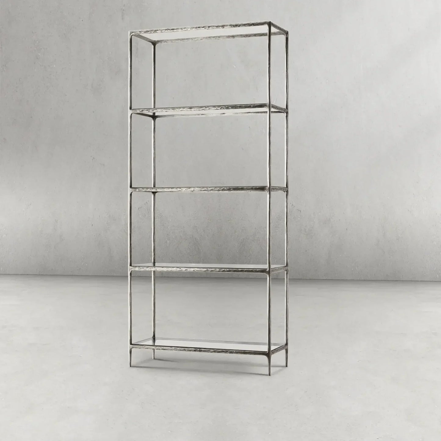 Hand-Forged Metal Glass Shelving