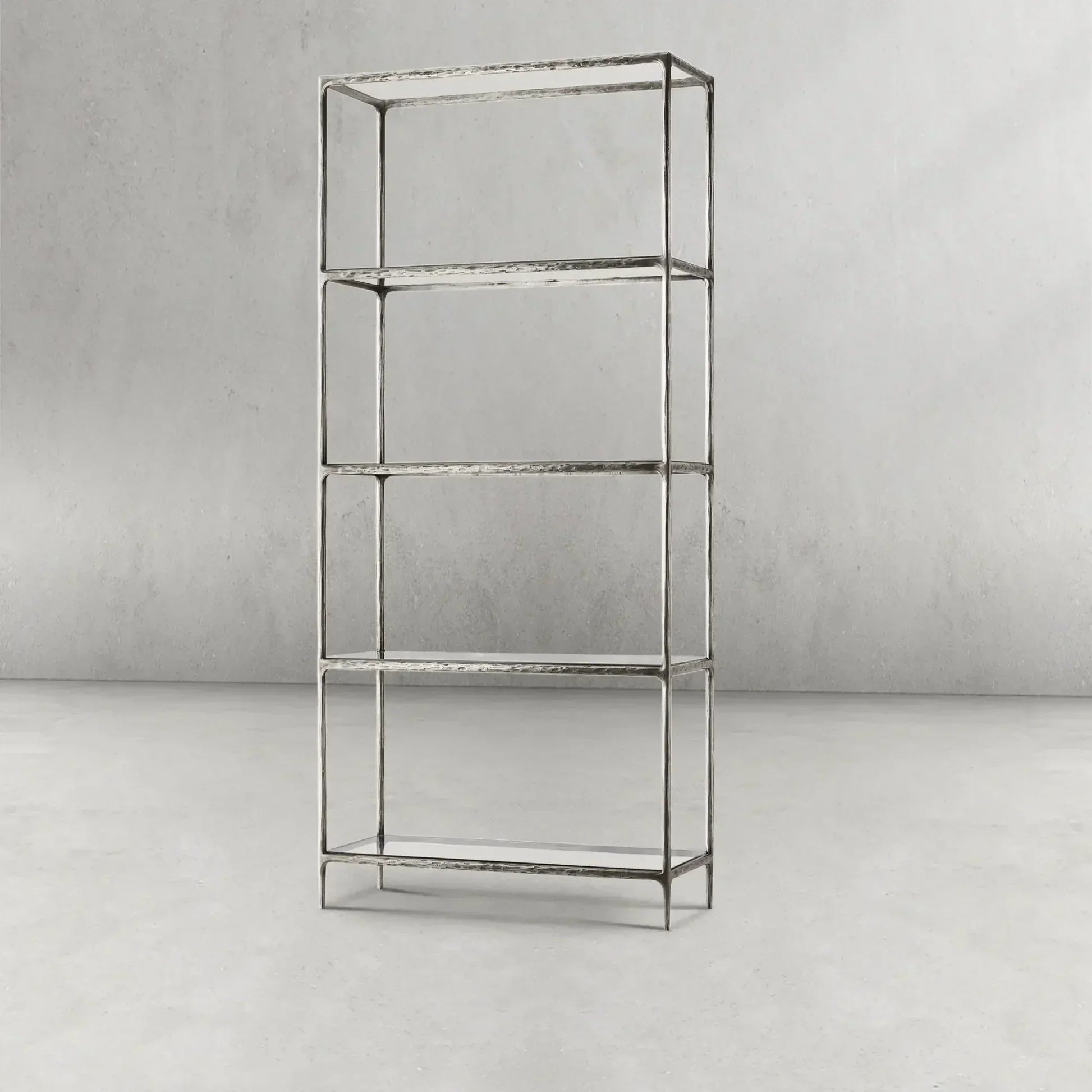Hand-Forged Metal Glass Shelving