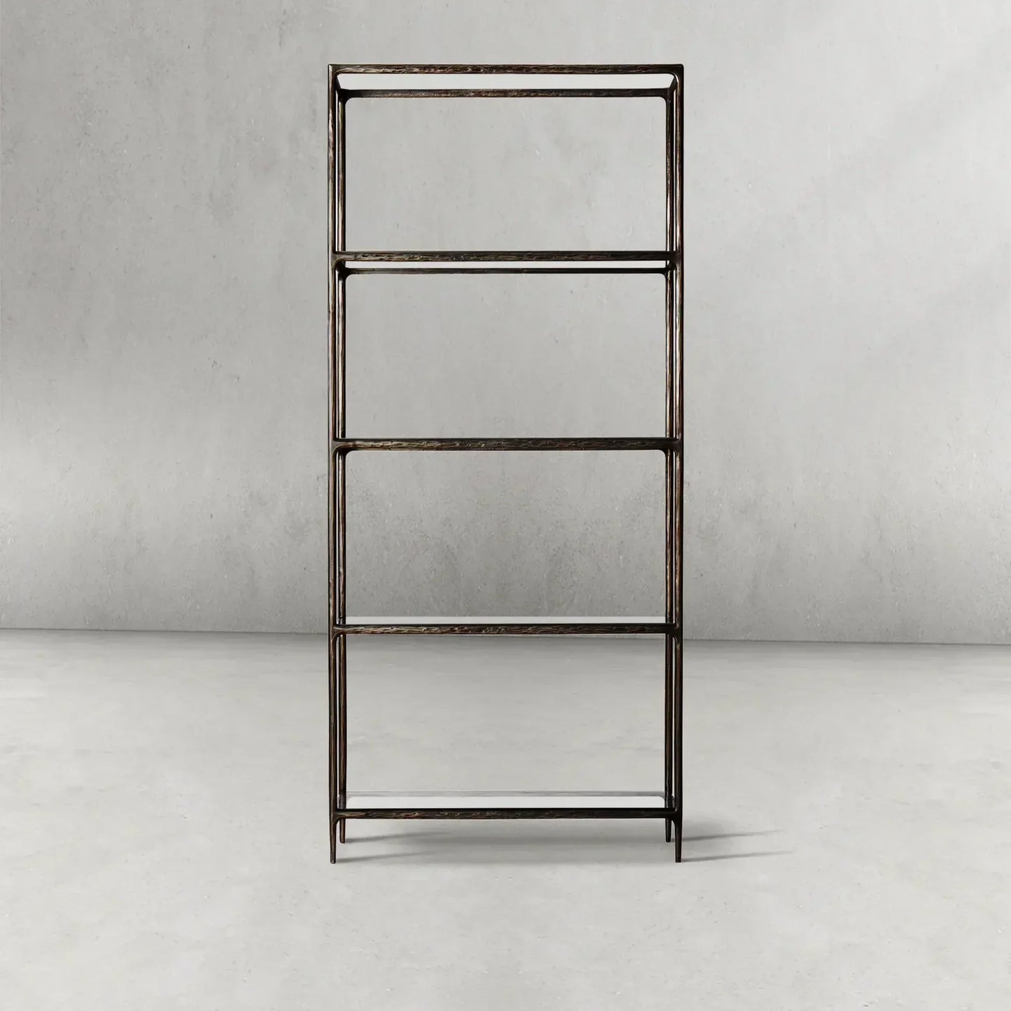 Hand-Forged Metal Glass Shelving