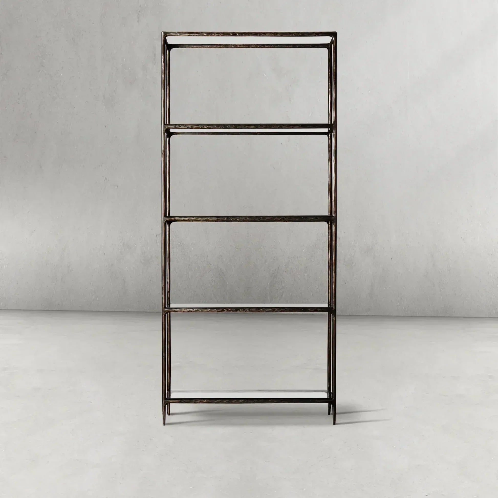 Hand-Forged Metal Glass Shelving