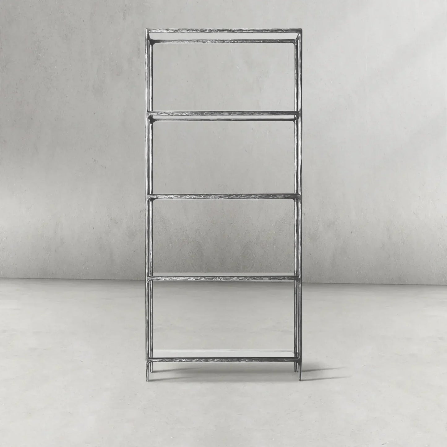 Hand-Forged Metal Glass Shelving