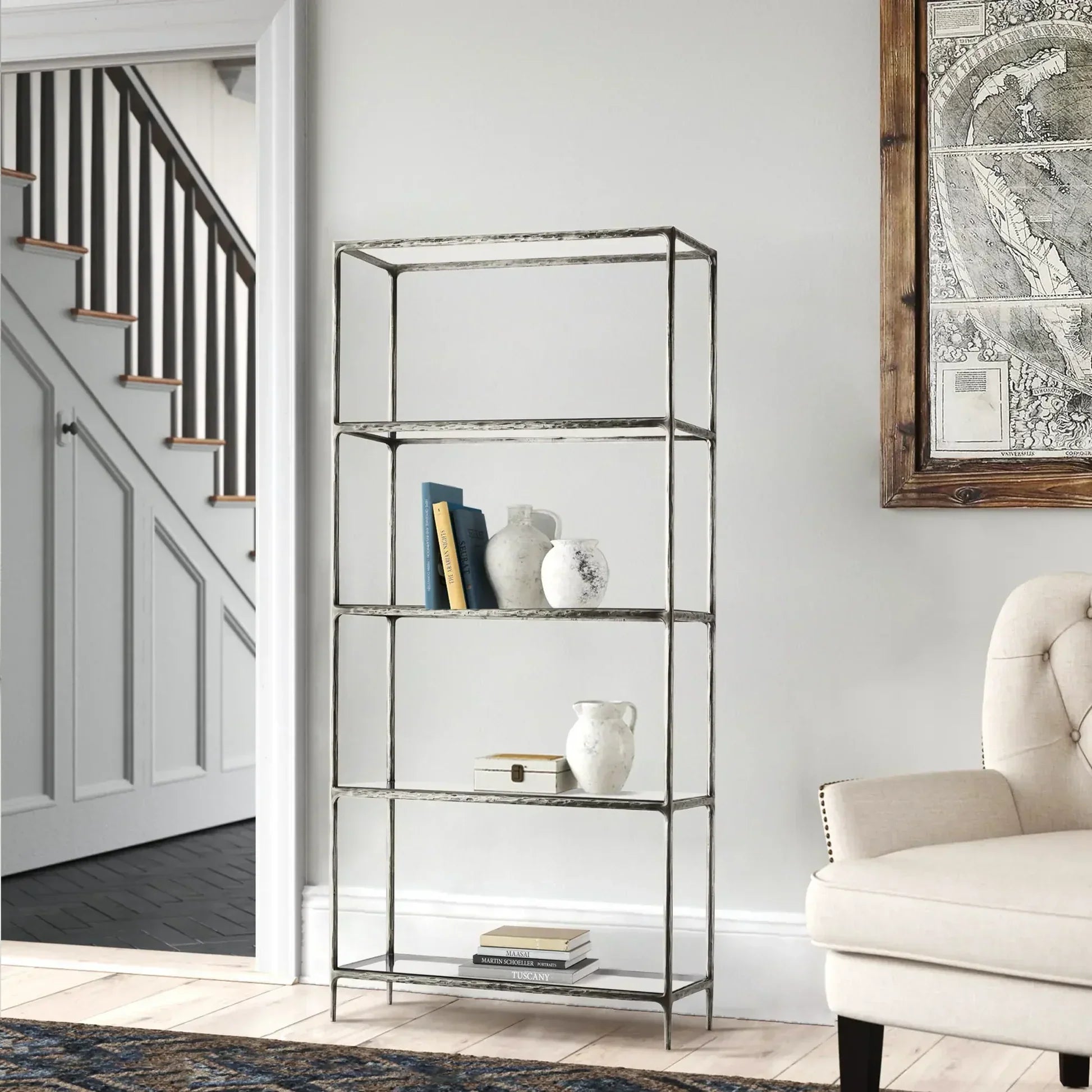 Hand-Forged Metal Glass Shelving