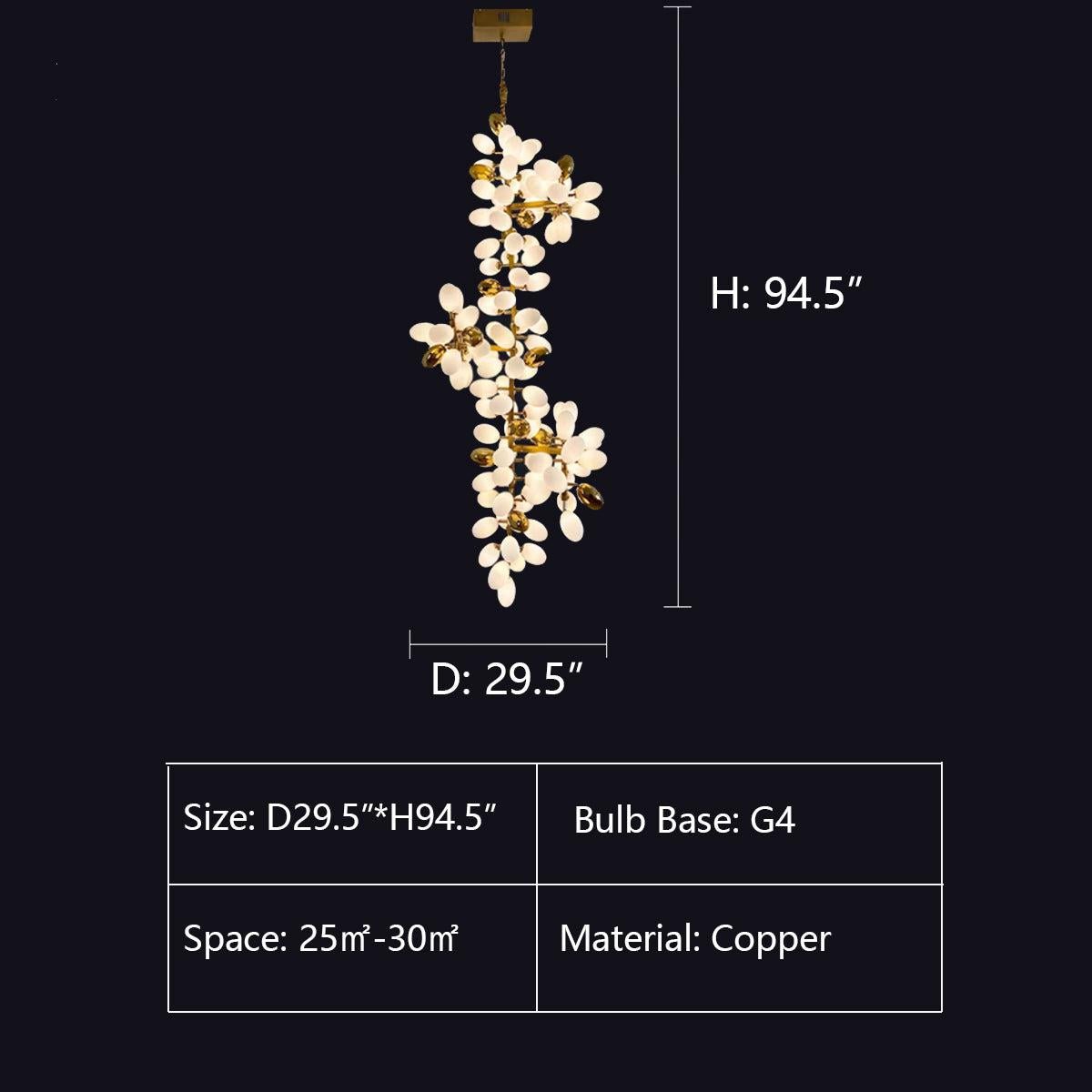 Large Copper Branch Grape Chandelier