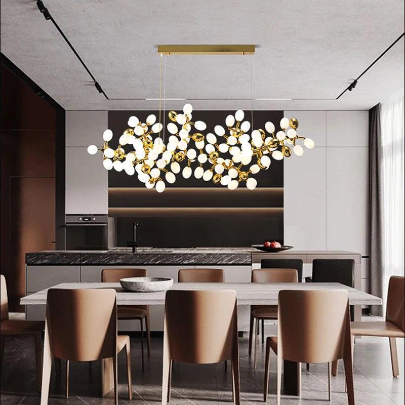 Modern Linear Grape Glass Chandelier