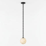 Industrial Alabaster Orb Chain Chandelier