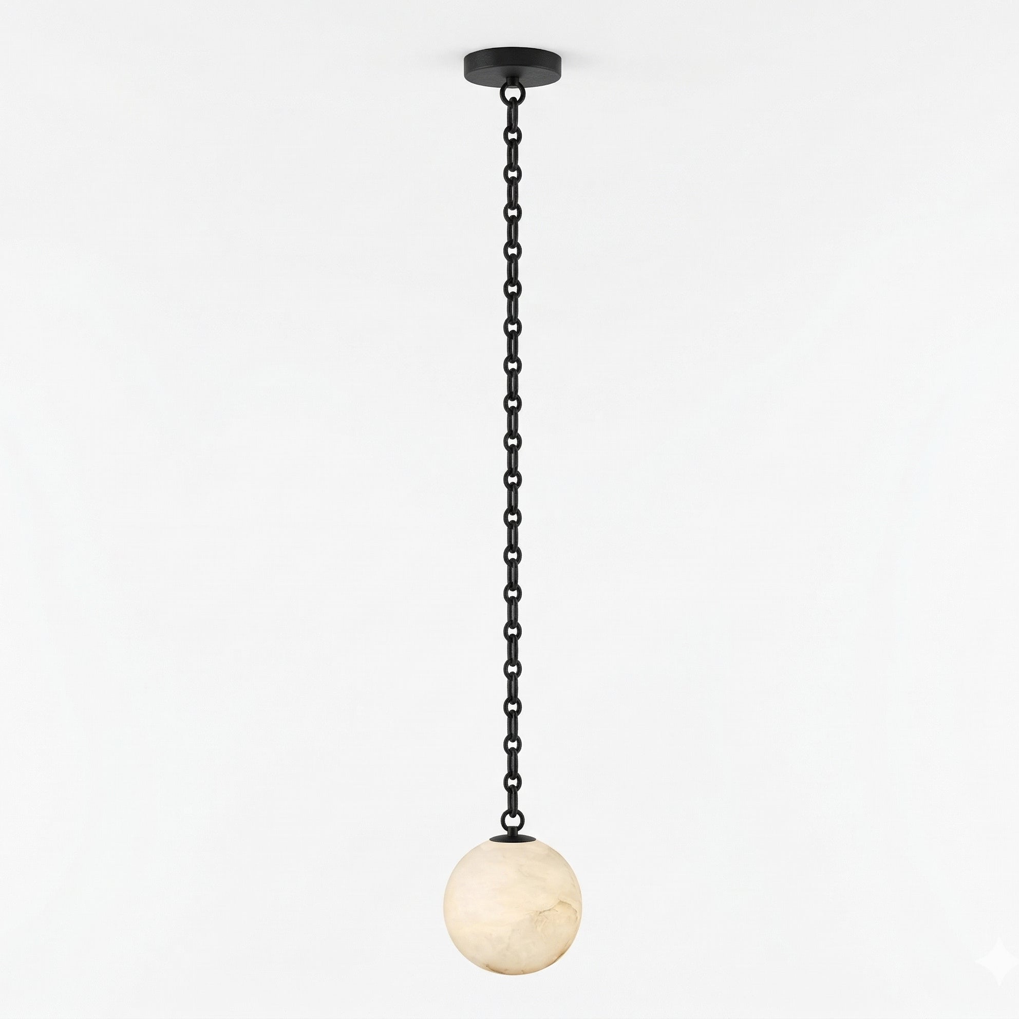 Industrial Alabaster Orb Chain Chandelier
