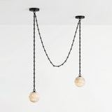 Industrial Alabaster Orb Chain Chandelier