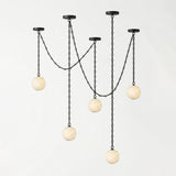 Industrial Alabaster Orb Chain Chandelier