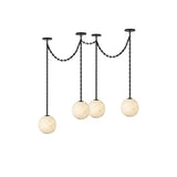 Industrial Alabaster Orb Chain Chandelier