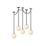 Industrial Alabaster Orb Chain Chandelier