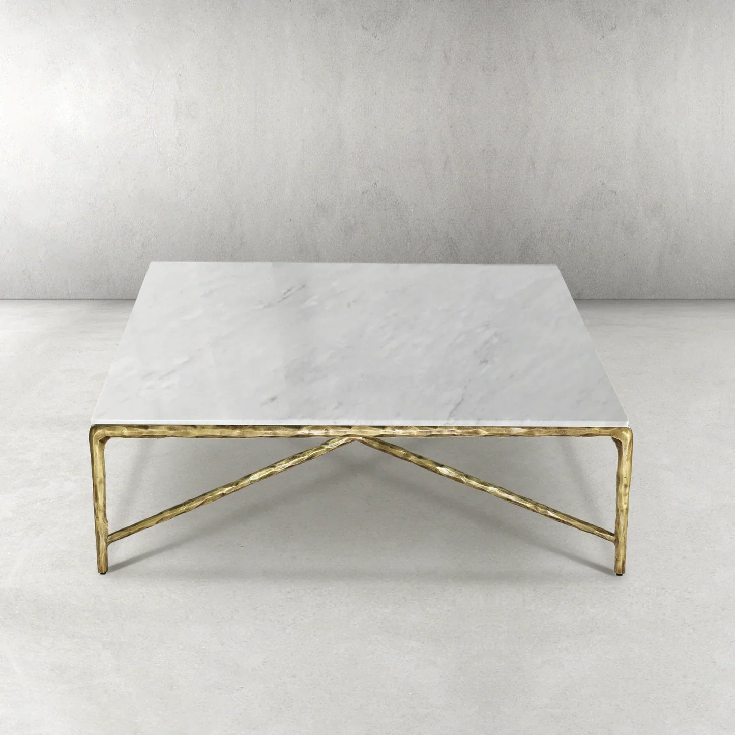 Hand-Forged Metal Marble Square Coffee Table 36" 48" 60"