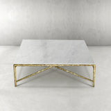 Hand-Forged Metal Marble Square Coffee Table 36" 48" 60"