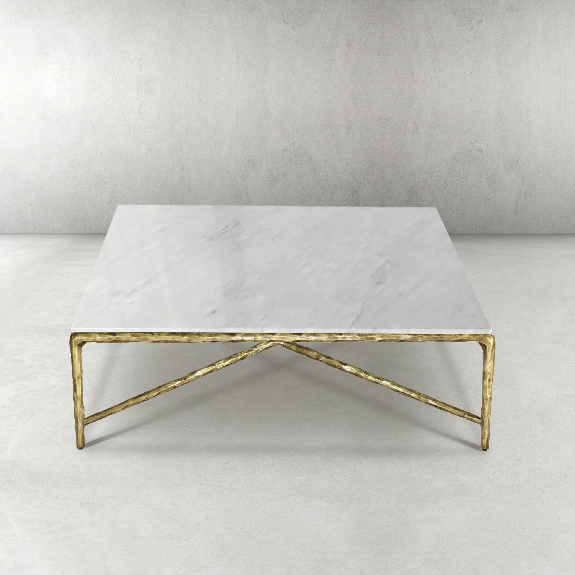 Hand-Forged Metal Marble Square Coffee Table 36" 48" 60"
