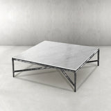 Hand-Forged Metal Marble Square Coffee Table 36" 48" 60"