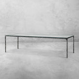 Hand-Forged Metal Glass Rectangular Dining Table