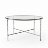Hand-Forged Metal Glass Round Dining Table