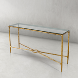 Hand Forged Metal Rectangle Glass Console Table 60" 72"