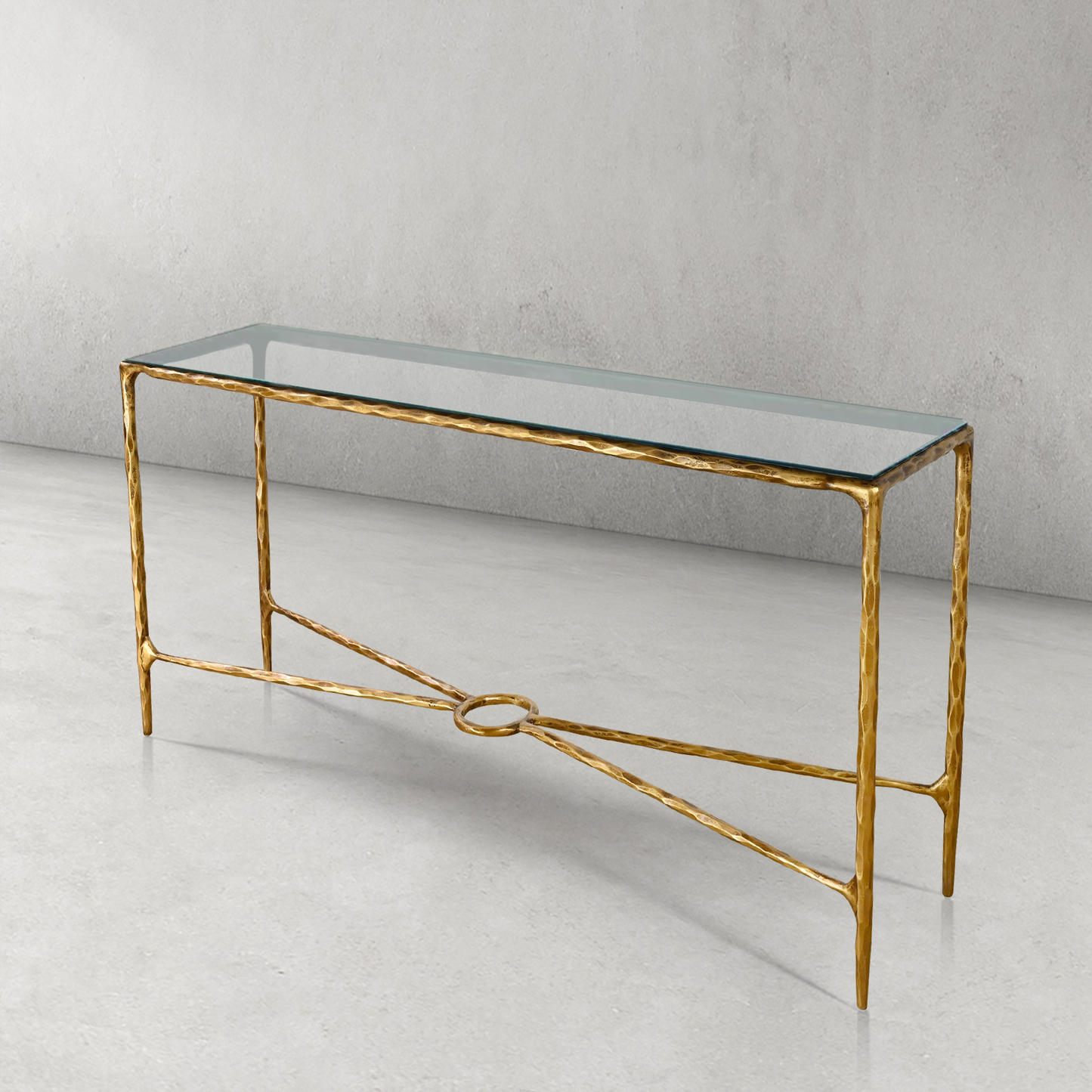 Hand Forged Metal Rectangle Glass Console Table 60" 72"