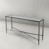 Hand Forged Metal Rectangle Glass Console Table 60" 72"
