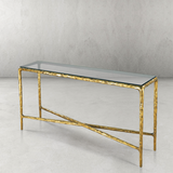 Hand Forged Metal Rectangle Glass Console Table 60" 72"