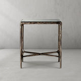 Hand-Forged Metal Glass Square Side Table 18" 22"