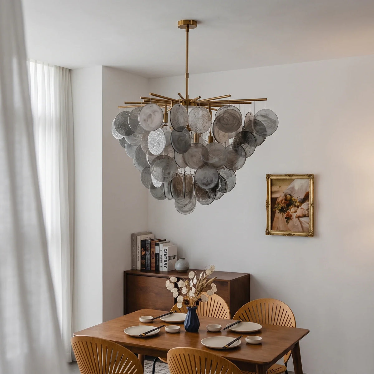 Modern Glass Disc Chandelier