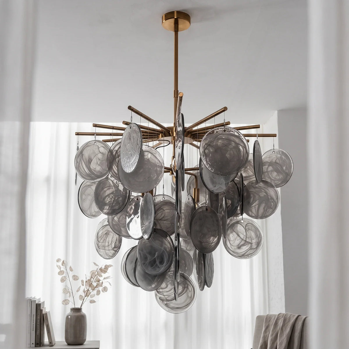 Modern Glass Disc Chandelier