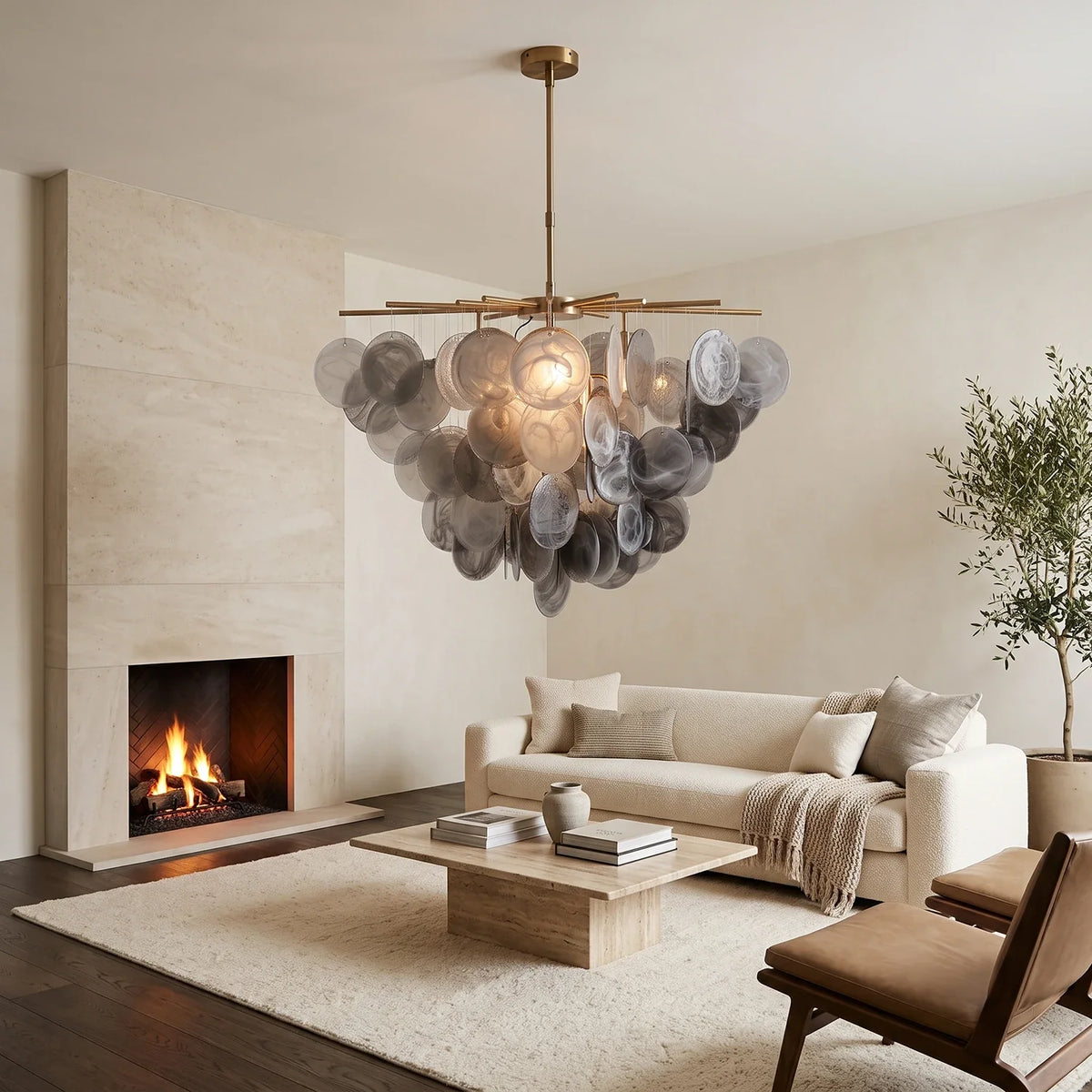 Modern Glass Disc Chandelier