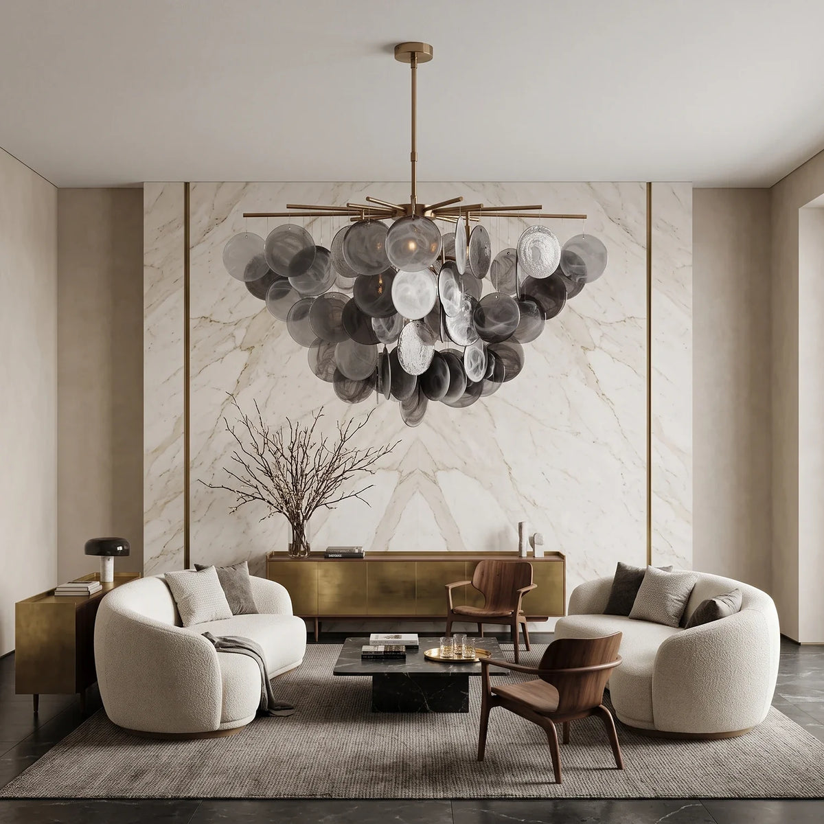 Modern Glass Disc Chandelier