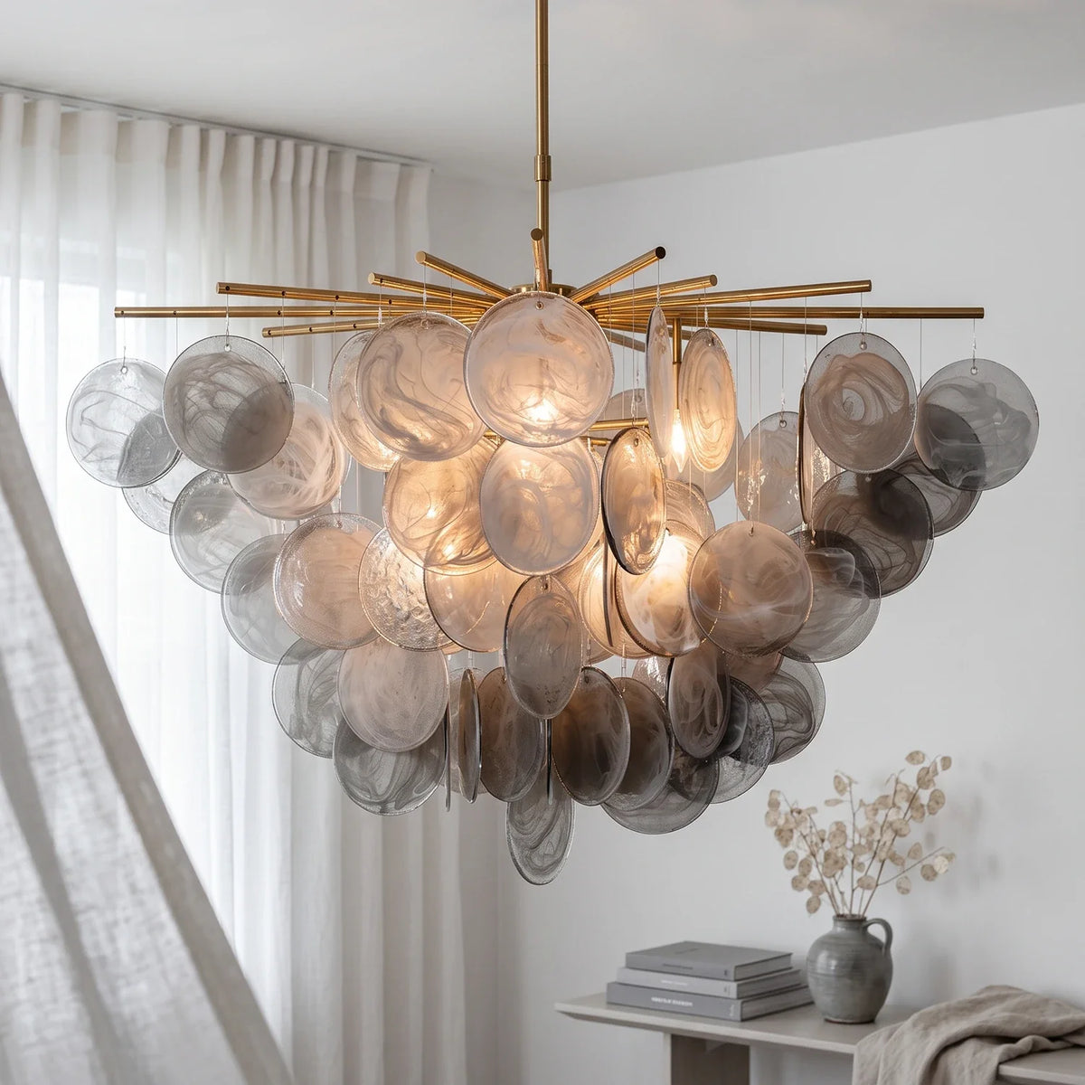 Modern Glass Disc Chandelier