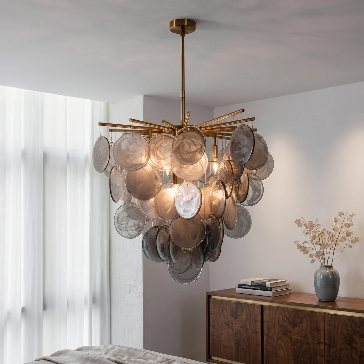 Modern Glass Disc Chandelier