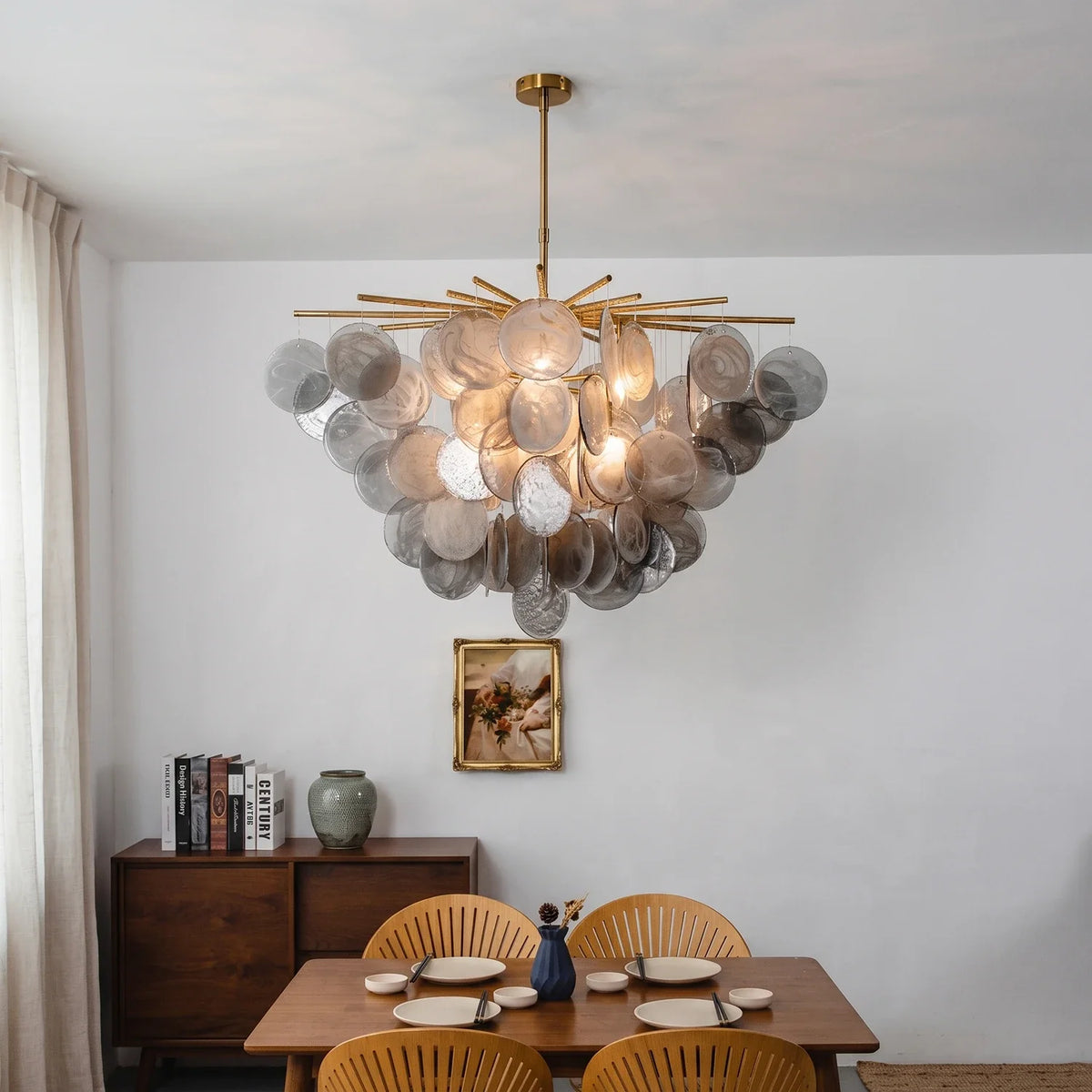 Modern Glass Disc Chandelier
