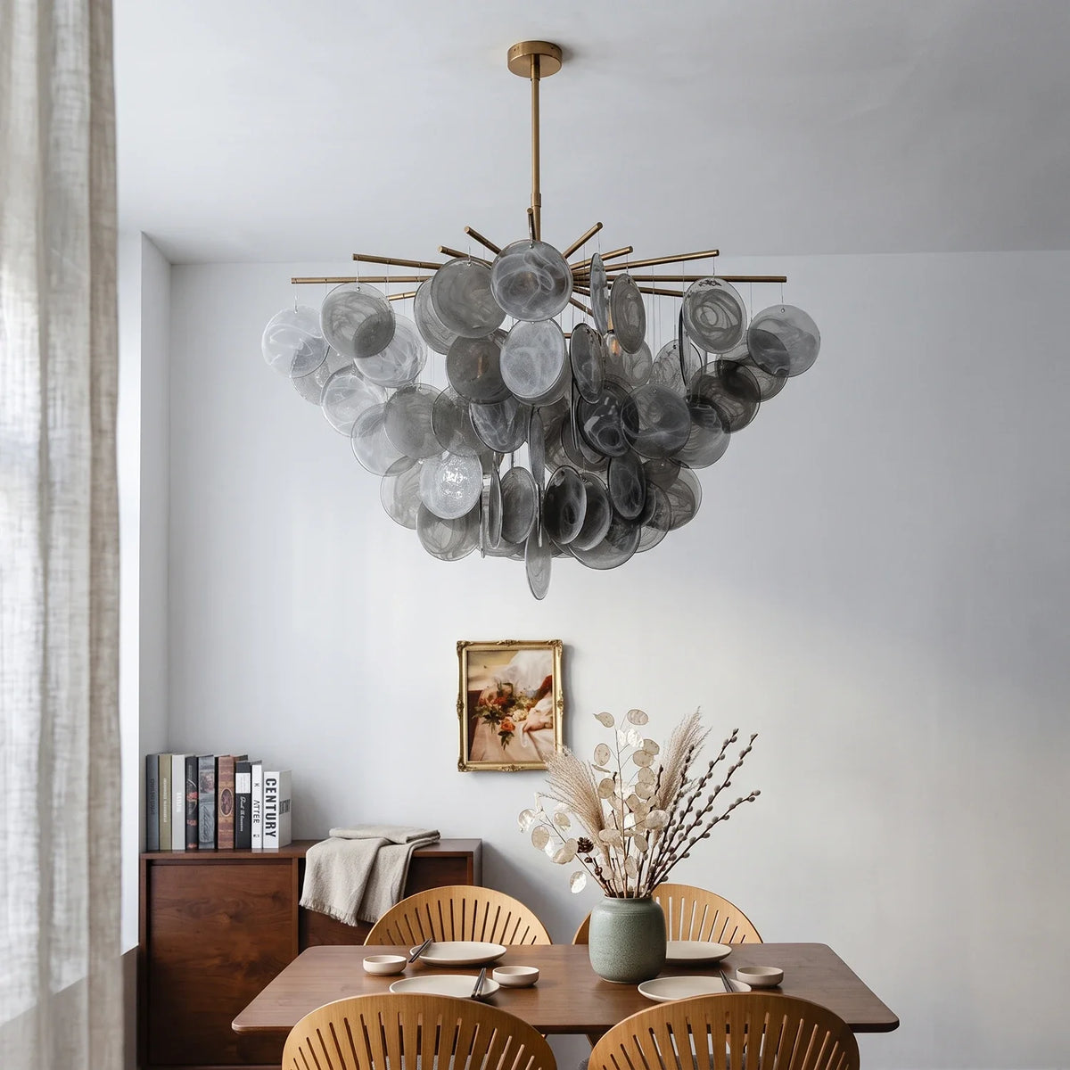 Modern Glass Disc Chandelier