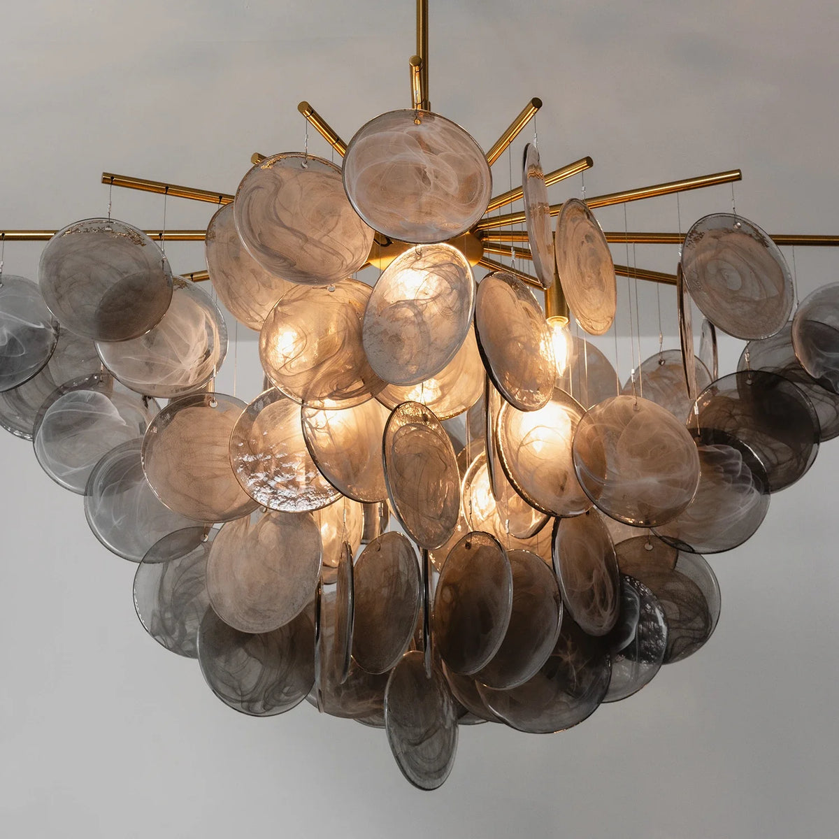 Modern Glass Disc Chandelier