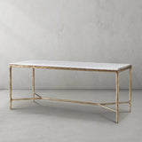 Hand Forged Metal Rectangle Marble Desk