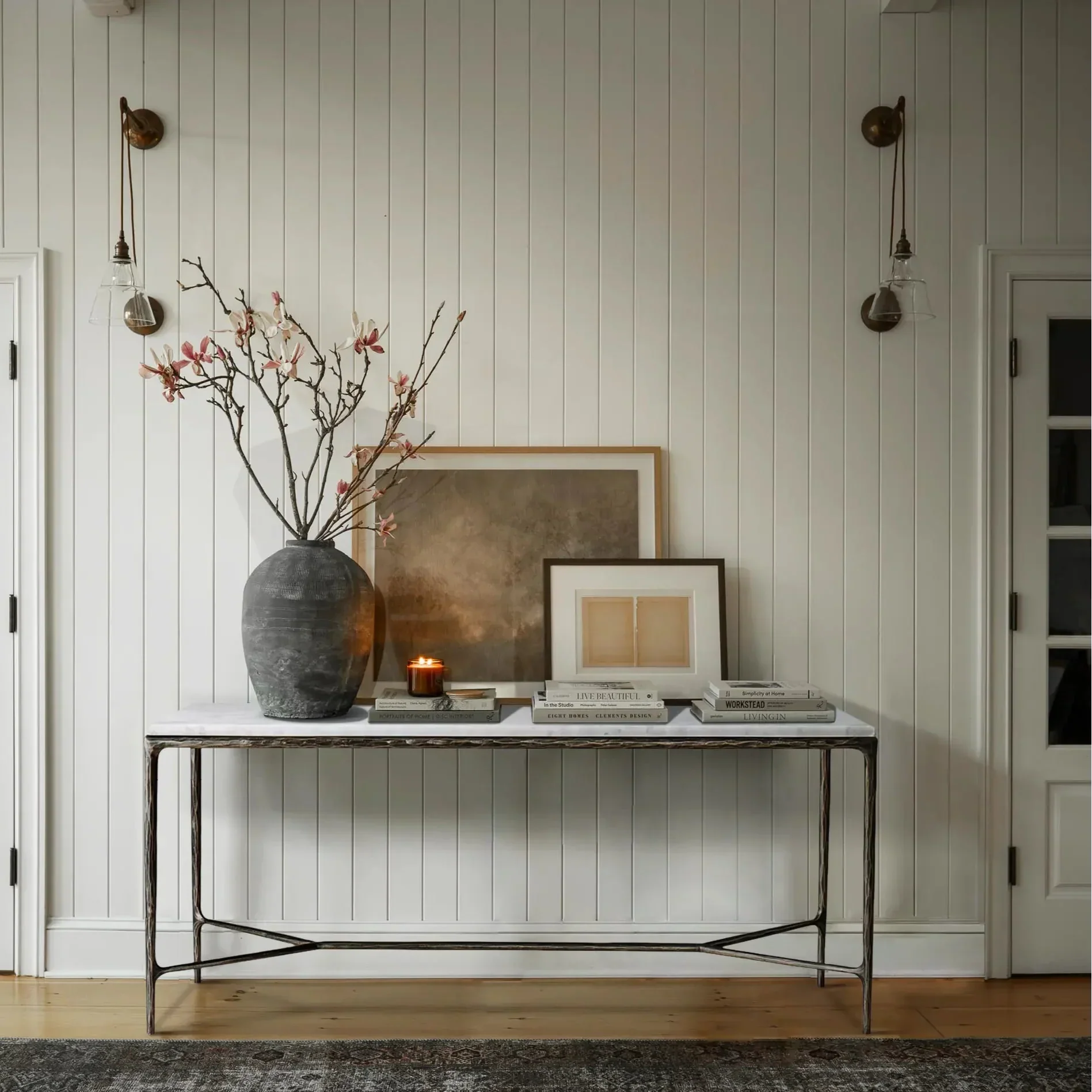 Hand Forged Metal Rectangle Marble Desk