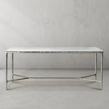Hand Forged Metal Rectangle Marble Desk