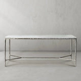 Hand Forged Metal Rectangle Marble Desk
