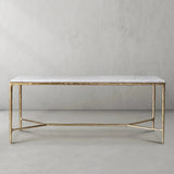 Hand Forged Metal Rectangle Marble Desk