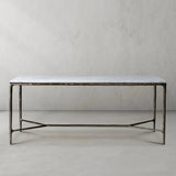 Hand Forged Metal Rectangle Marble Desk