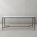 Hand Forged Metal Rectangle Marble Desk
