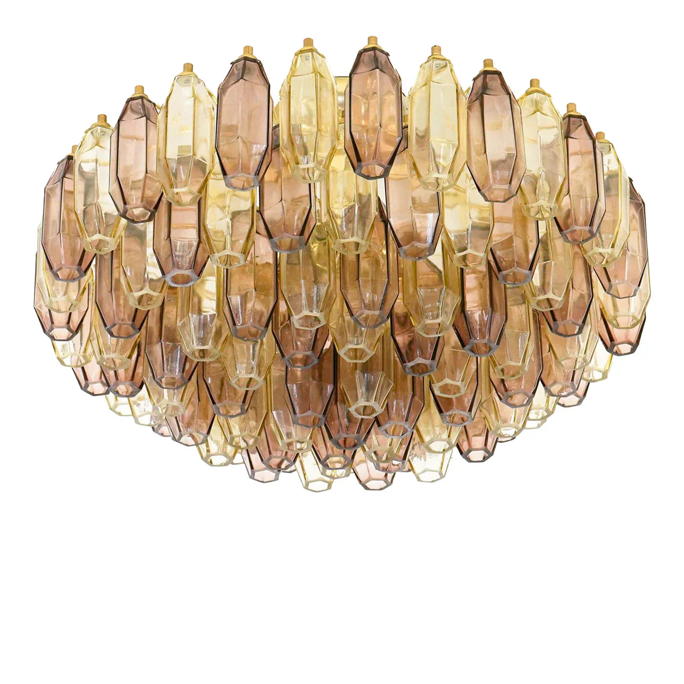 Prismatico 91 Elements Amber And Amethyst Compact Glass Flushmount 25"