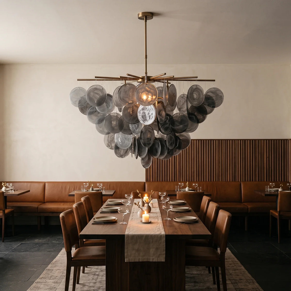 Modern Glass Disc Chandelier