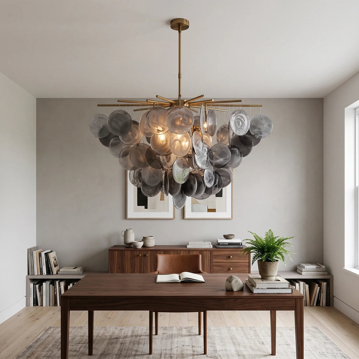 Modern Glass Disc Chandelier