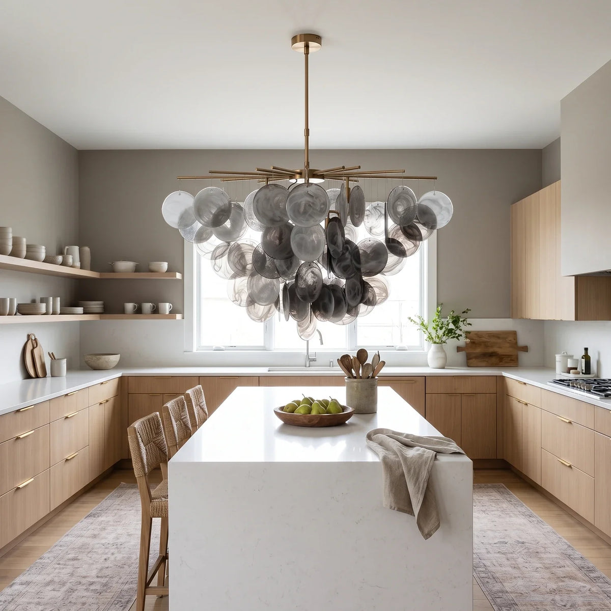 Modern Glass Disc Chandelier