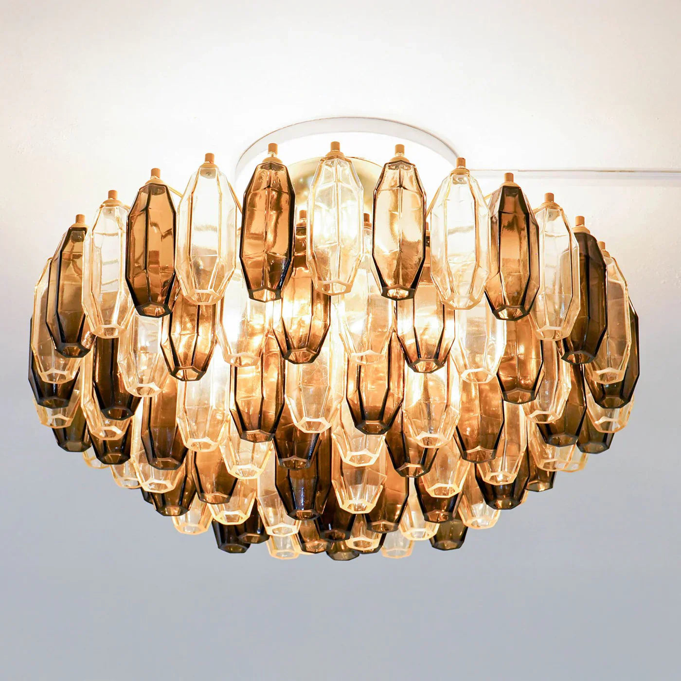 Prismatico 91 Elements Amber And Taupe Compact Ceiling lampGlass Flushmount 25"
