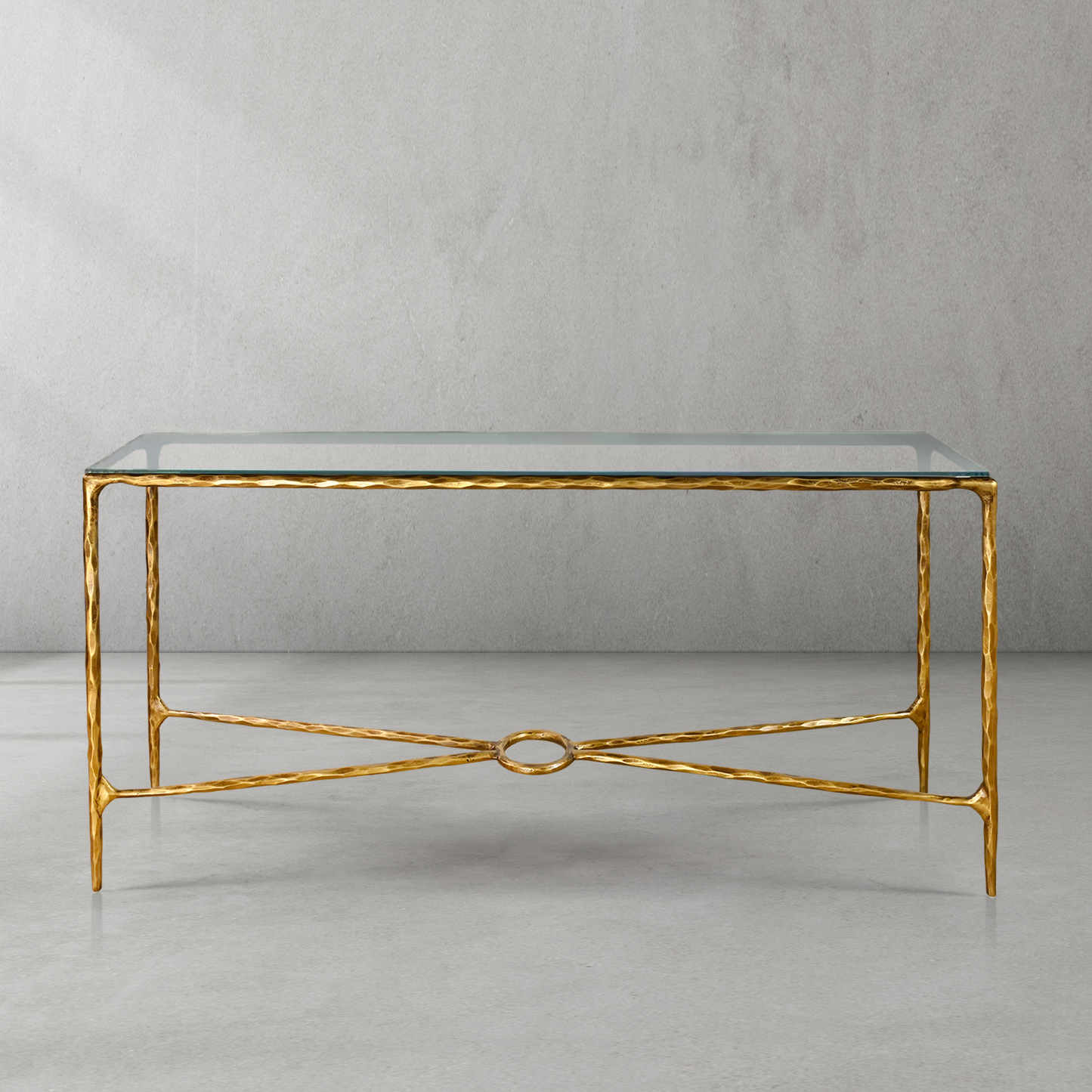 Hand Forged Metal Rectangle Glass Console Table 60" 72"