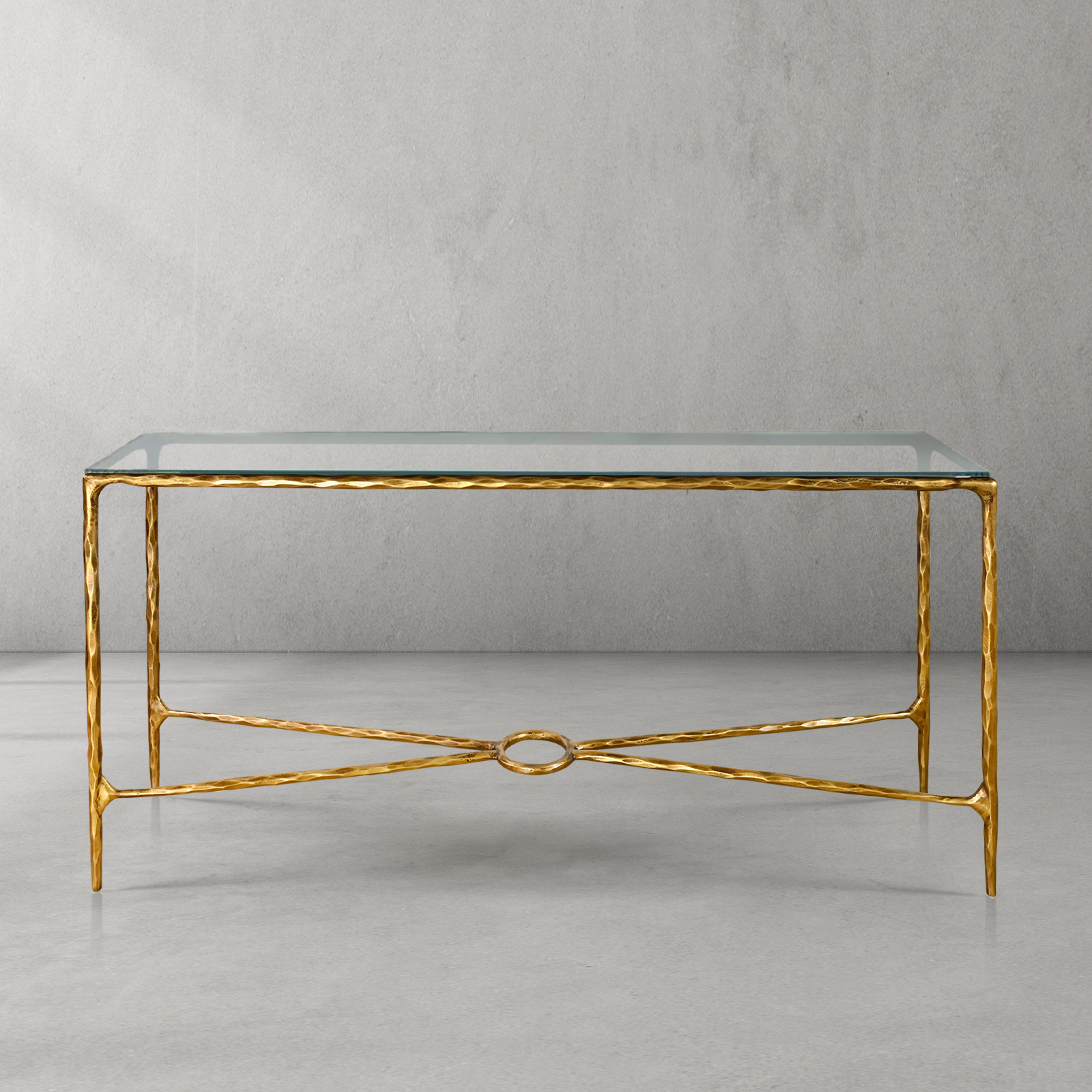 Hand Forged Metal Rectangle Glass Console Table 60" 72"